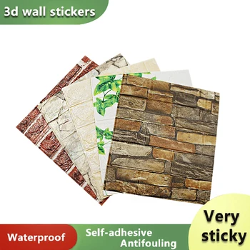 12 Vienetų 3D Faom Sienos Plytų Pasta Lipnios Tapetai Apdailos Vandeniui Anti-Susidūrimo Tapetai Namų Puošybai