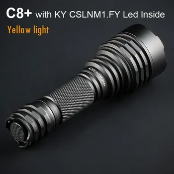 Vilkstinė Žibintuvėlis C8 Plus su KY CSLNM1.FY Oranžinė-Geltona Šviesos diodų (Led) Linterna Taktinis Žibintuvėlis 18650 Flash Šviesos Žibintas Medžioklei