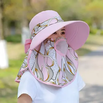 Kepurės Lauko Arbata Skinti Skrybėlę Poliesteris Vasaros UV Apsauga Su reguliuojamu Atvartu Gėlių Spausdinti Kibiro Kepurę Moterims Saulės Skrybėlę