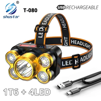5Heads Super Ryškus LED Žibintai Įkrovimo Žibintai su 1T6+4LED Lemputė Karoliukai ir Galios Ekranas Tinka Nuotykius ir Pan.
