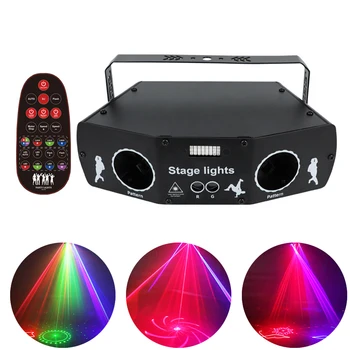 5 Akis 3NI1 Lazerio RGB Projektoriaus DMX512 Garso Aktyvuotas Poveikis Namuose Šalis, Apšvietimas DJ Controller Disco Scenos Apšvietimas, KTV Klubas