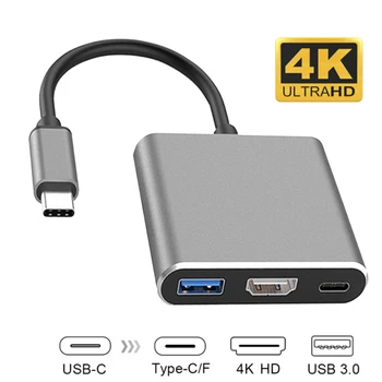 USB C 3 1. Centru Thunderbolt3 Tipo C Iki 4K HD Ekranas USB 3.0 60W PD Greito Įkrovimo Adapteris, Splitter už 