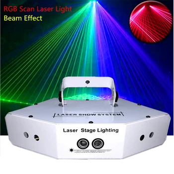 Ventiliatorius-Formos Šešių akių Scan RGB Lazeris/DJ Disco DMX Linijinio šviesos Pluošto+Modelius Etapo Poveikį Šviesos/Lazerių Šou Sistema /6 Objektyvo Spalvinga Lazeriu