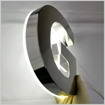 Pagamintas iš nerūdijančio plieno 3D laišką atgal žiburiai,lauko reklama LED apšvietimu raidės ženklas,šildomi šviečiančios raidės