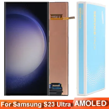 6.8 Originalias, Super AMOLED Ekranas Samsung S23 Ultra 5G LCD S918 S918B S918U Ekranas Jutiklinis Ekranas skaitmeninis keitiklis Su Defektu