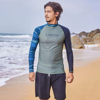 Naujas Vyrų Mados Aukštos Elastinga Patogūs Marškinėliai ilgomis Rankovėmis Banglenčių maudymosi kostiumėlį Viršuje Vandens Sporto Treniruoklių Greitai-Džiovinimo UPF 50+ 2023