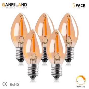 GANRILAND C7 0,5 W LED Kaitinimo Žvakės, Lemputės šviesos srautą galima reguliuoti Aukso Atspalviu E12 E14 Bazės Šiltai Balta 2200K Mini Lampadina Naktį Lemputės