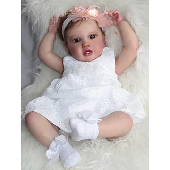 24Inch Reborn Baby Vaikiška Lėlė Naujagimių Lottie Princesė Mergina Tikroviška, Minkšta Liesti 3D Odos Meno Lėlė su Ranka Plaukų Šaknis