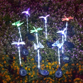 Saulės šviesos energija Varomas 3 stilius Drugelis/dragonfly/Paukščių Žibintai, Spalvinga Kraštovaizdį Apšvietimo Vandeniui IP65 Saulės lempa vaiko dovana