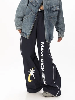 ADAgirl Moterų Atsitiktinis Poilsiu Tech Kelnes Derliaus Y2k Streetwear Prarasti Pločio Kojų Sweatpants Harajuku Hip-Hop Stiliaus Moteriškos Kelnės