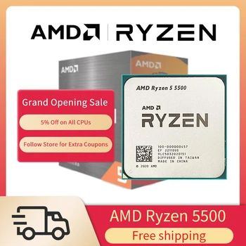 AMD Ryzen 5 5500 R5 5500 3.6-4.2 GHz 6-Core 12-Sriegis CPU Procesorius 7NM L3=16M Lizdas AM4 （Nr. Aušintuvas）
