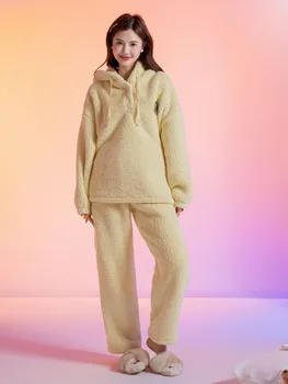 [TXii Advanced Prasme] Minkštas Gobtuvu Megztinis Stiliaus Pižama Moterų 2023 m. Rudens ir Žiemos Naujas Puse Aksomo Sweet Home Drabužiai