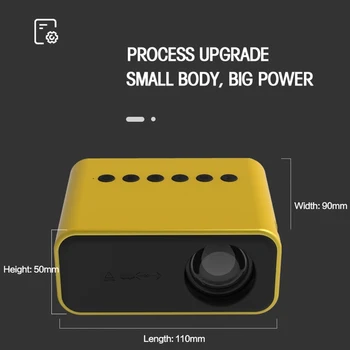 T500 1920x1080P 80 Liumenų Nešiojamas Mini Namų Kino LED HD Skaitmeninis Projektorius Su Nuotolinio Valdymo & Adapteris