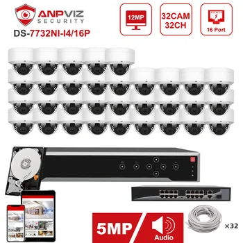 Anpviz NVR 32CH 4K Rinkinys 32pcs 5MP POE IP Camera Sistemos vidaus/Lauko IP Kamera, VAIZDO Apsaugos Sistemos IP66 Apsaugos 30m