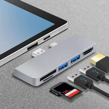 Kortelių Skaitytuvas Hub Kompaktiškas Efektyvus Saugus 5 in 1 USB2.0/3.0 Uosto HDMI suderinamus TF/SD Kortelę Hub Plėtra Dokas