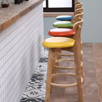 Šiaurės medžio masyvo Modernus minimalistinio aukštas atlošas, išmatose Retro kūrybos baro kėdės, baro stalo namų counter kėdė