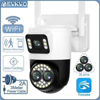 EVKVO 4K 8MP Tris Objektyvas PTZ Kamera, Wifi, Dual Ekranai AI žmonėmis Lauko 4MP Saugumo Stebėjimo kamerų IP vaizdo Kamera Yoosee