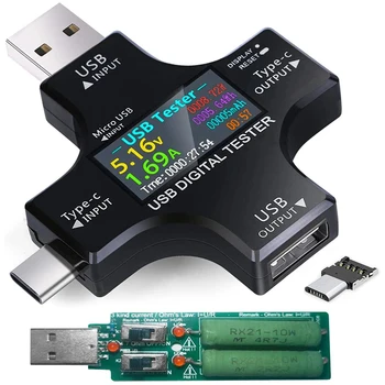 Spalva PD USB Testeris DC Skaitmeninis Multimetras Voltmeter Srovė Tipas-C Metrų Amp Ammeter Detektorius Maitinimo Banko Kroviklis, Testeris