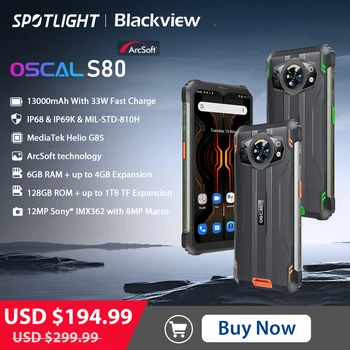 [World Premiere] Blackview Oscal S80 Tvirtas Telefonas 13000mAh Išmanųjį telefoną 6GB 128GB Mobiliojo Telefono Andriod 12 Vandeniui mobiliųjų Telefonų G85