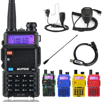 Baofeng UV-5R Walkie Talkie 5W/8W Nešiojamų Kumpio ir CB Radijo dviejų dažnių VHF/UHF FM siųstuvas-imtuvas Ilgo Nuotolio Du Būdu Radijo Medžioklės
