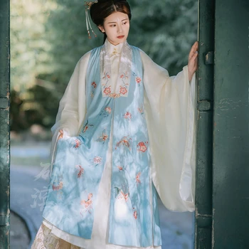 Yanbinsha Originalas Ming Dinastijos Gražus Drugelis Siuvinėjimo Hanfu Vest Elegantiškas Senovės Liaudies Kostiumai, Pasakų Cosplay Ilga Liemenė